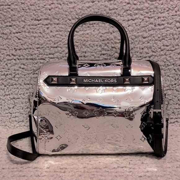 Michael Kors Bags New Michael Kors Kara Mirror Metallic Embossed Large Duffle Satchel